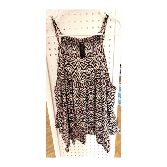 AEROPOSTALE Y2K Womens Tank Spaghetti Strap Top Sz L Swing Hippie Boho Navy Tan - Picture 1 of 8